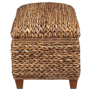 English Elm Amber Banana Leaf Woven Storage Trunk Bohemian Hinged Chest for Living Room B2777P536500