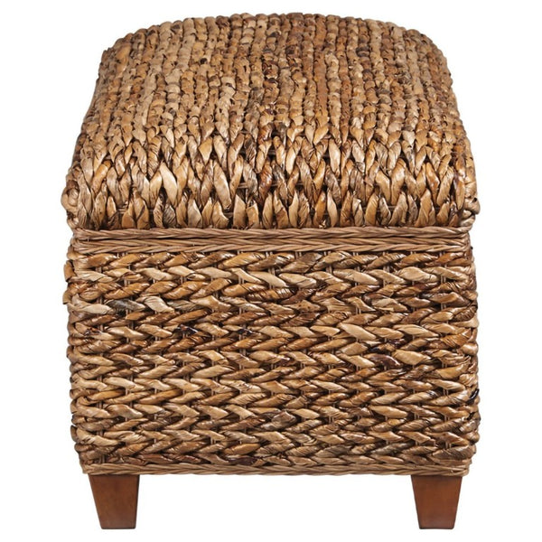 English Elm Amber Banana Leaf Woven Storage Trunk Bohemian Hinged Chest for Living Room B2777P536500