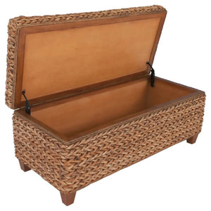 English Elm Amber Banana Leaf Woven Storage Trunk Bohemian Hinged Chest for Living Room B2777P536500