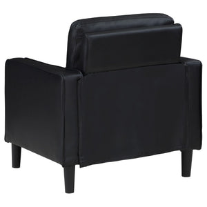 English Elm Farallone Faux Leather Track Arm Accent Chair with Tapered Legs for Modern Living Black B2777P536501