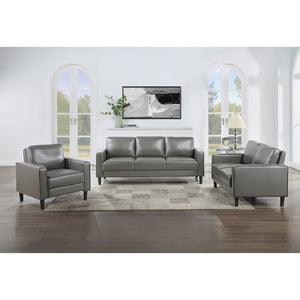 English Elm Farallone Faux Leather Track Arm Accent Chair with Tapered Legs for Modern Living Grey B2777P536502