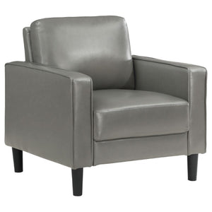 English Elm Farallone Faux Leather Track Arm Accent Chair with Tapered Legs for Modern Living Grey B2777P536502