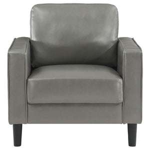 English Elm Farallone Faux Leather Track Arm Accent Chair with Tapered Legs for Modern Living Grey B2777P536502