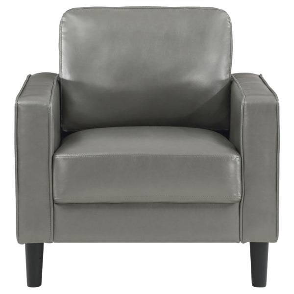 English Elm Farallone Faux Leather Track Arm Accent Chair with Tapered Legs for Modern Living Grey B2777P536502