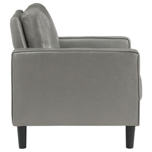 English Elm Farallone Faux Leather Track Arm Accent Chair with Tapered Legs for Modern Living Grey B2777P536502