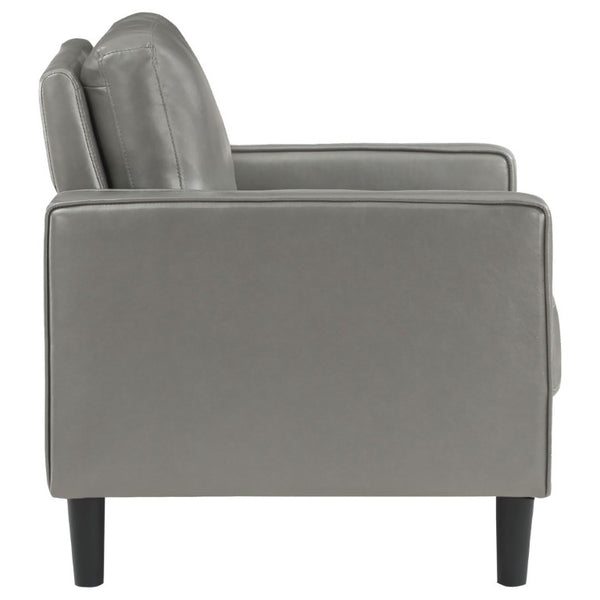 English Elm Farallone Faux Leather Track Arm Accent Chair with Tapered Legs for Modern Living Grey B2777P536502