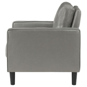 English Elm Farallone Faux Leather Track Arm Accent Chair with Tapered Legs for Modern Living Grey B2777P536502