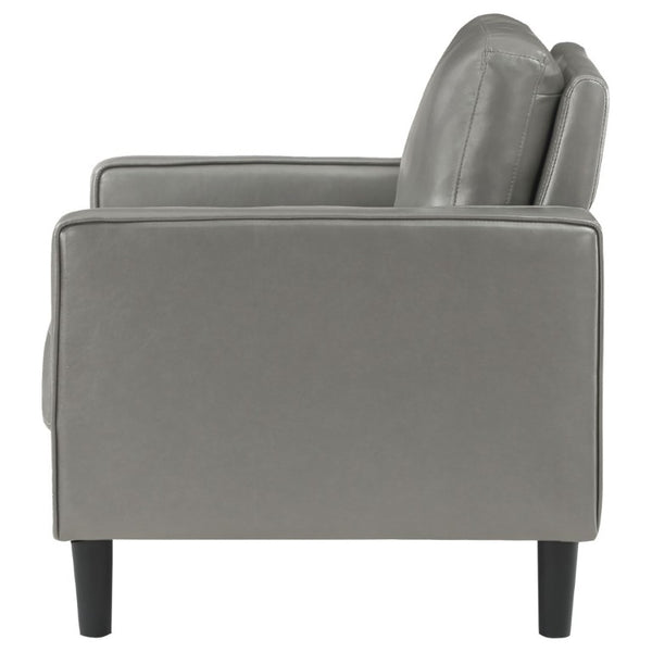 English Elm Farallone Faux Leather Track Arm Accent Chair with Tapered Legs for Modern Living Grey B2777P536502