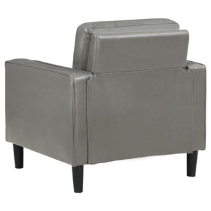 English Elm Farallone Faux Leather Track Arm Accent Chair with Tapered Legs for Modern Living Grey B2777P536502