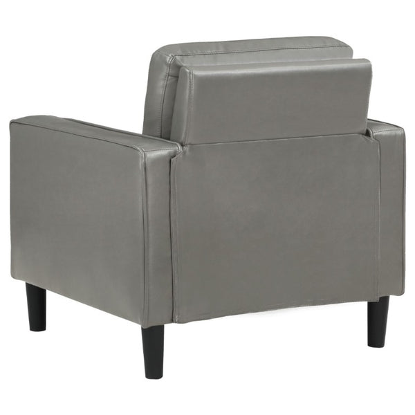 English Elm Farallone Faux Leather Track Arm Accent Chair with Tapered Legs for Modern Living Grey B2777P536502