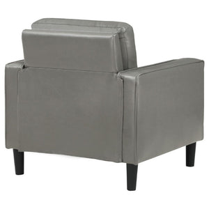 English Elm Farallone Faux Leather Track Arm Accent Chair with Tapered Legs for Modern Living Grey B2777P536502