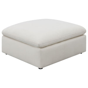 English Elm Hobson Square Ivory Fabric Ottoman Plush Cushioned Seat for Contemporary Living Rooms B2777P536504