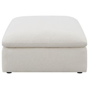 English Elm Hobson Square Ivory Fabric Ottoman Plush Cushioned Seat for Contemporary Living Rooms B2777P536504