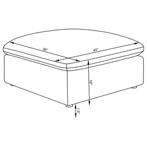 English Elm Hobson Square Ivory Fabric Ottoman Plush Cushioned Seat for Contemporary Living Rooms B2777P536504