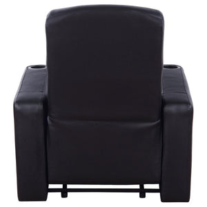 English Elm Black Top Grain Leather Recliner with Cup Holder for Home Theater Seating B2777P536505