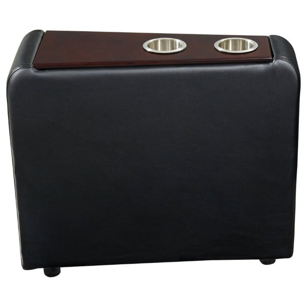 English Elm Nseluka Leatherette Wedge Console with Gel Memory Foam Top and Steel Cupholders B2777P536506