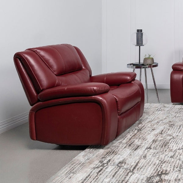 English Elm Elodie Tufted Faux Leather Glider Recliner with Pillowtop Arms for Cozy Dens B2777P536507