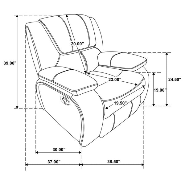 English Elm Elodie Tufted Faux Leather Glider Recliner with Pillowtop Arms for Cozy Dens B2777P536507