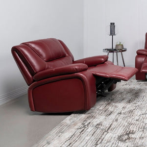 English Elm Elodie Tufted Faux Leather Glider Recliner with Pillowtop Arms for Cozy Dens B2777P536507