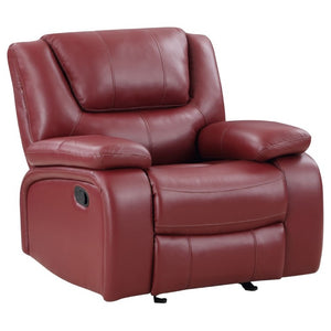 English Elm Elodie Tufted Faux Leather Glider Recliner with Pillowtop Arms for Cozy Dens B2777P536507