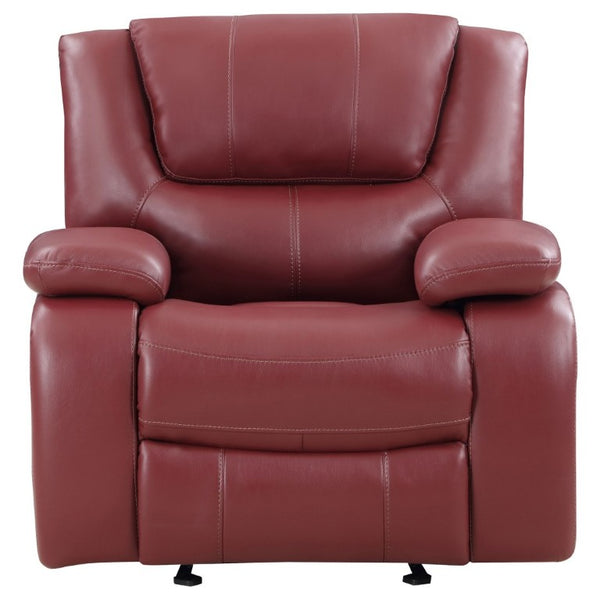English Elm Elodie Tufted Faux Leather Glider Recliner with Pillowtop Arms for Cozy Dens B2777P536507