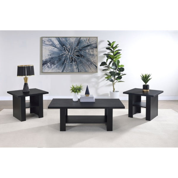 English Elm Salton Black Oak 3 Piece Living Room Table Set with Open Shelf Storage Modern B2777P536508