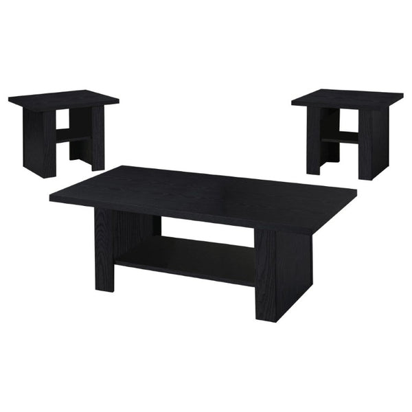 English Elm Salton Black Oak 3 Piece Living Room Table Set with Open Shelf Storage Modern B2777P536508