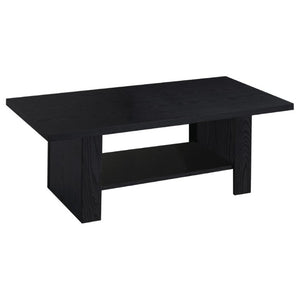 English Elm Salton Black Oak 3 Piece Living Room Table Set with Open Shelf Storage Modern B2777P536508