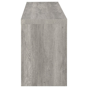 English Elm Bergeron Driftwood Finish Media Console with Two Drawers for Farmhouse Living Rooms B2777P536509