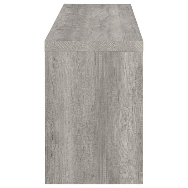 English Elm Bergeron Driftwood Finish Media Console with Two Drawers for Farmhouse Living Rooms B2777P536509