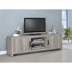 English Elm Conifer Low Profile Media Console with Weathered Wood Finish for Large Living Rooms B2777P536510
