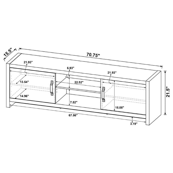 English Elm Conifer Low Profile Media Console with Weathered Wood Finish for Large Living Rooms B2777P536510