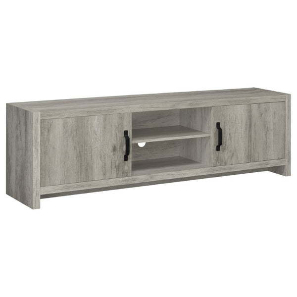 English Elm Conifer Low Profile Media Console with Weathered Wood Finish for Large Living Rooms B2777P536510