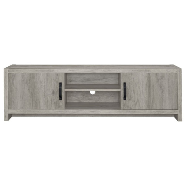 English Elm Conifer Low Profile Media Console with Weathered Wood Finish for Large Living Rooms B2777P536510