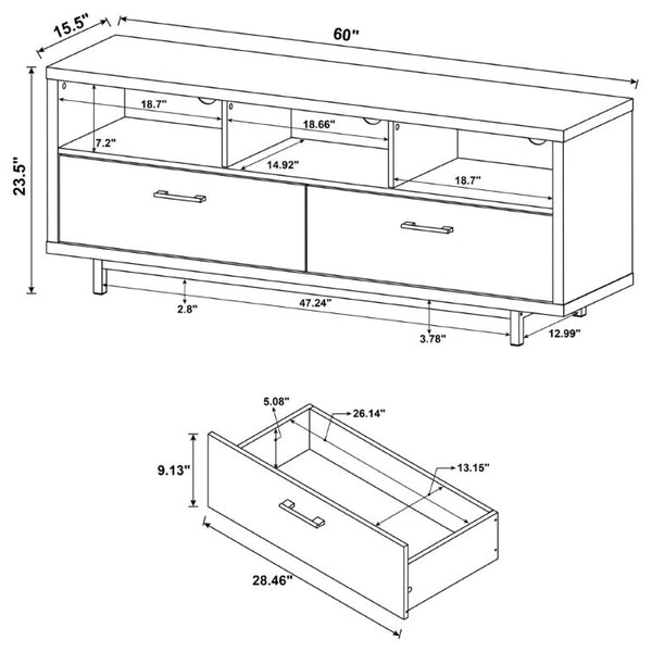 English Elm White Lacquer Media Console with Open Cubbies and Drawers for Modern Living Rooms B2777P536511