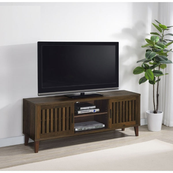 English Elm Jenine Slatted Door Farmhouse TV Stand with Dark Pine Finish for Living Rooms B2777P536514