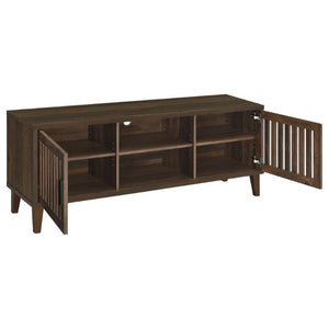 English Elm Jenine Slatted Door Farmhouse TV Stand with Dark Pine Finish for Living Rooms B2777P536514