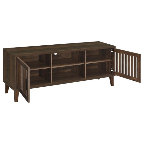 English Elm Jenine Slatted Door Farmhouse TV Stand with Dark Pine Finish for Living Rooms B2777P536514