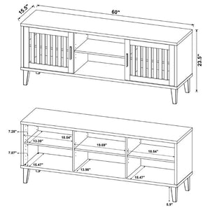 English Elm Jenine Slatted Door Farmhouse TV Stand with Dark Pine Finish for Living Rooms B2777P536514