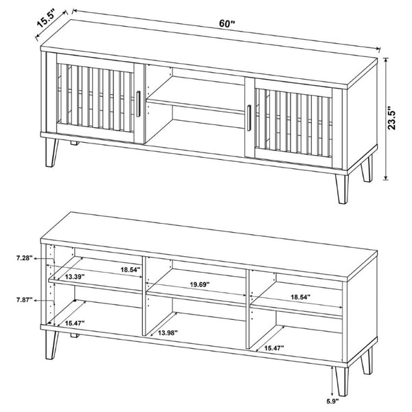 English Elm Jenine Slatted Door Farmhouse TV Stand with Dark Pine Finish for Living Rooms B2777P536514