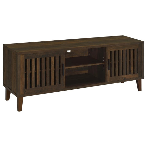 English Elm Jenine Slatted Door Farmhouse TV Stand with Dark Pine Finish for Living Rooms B2777P536514