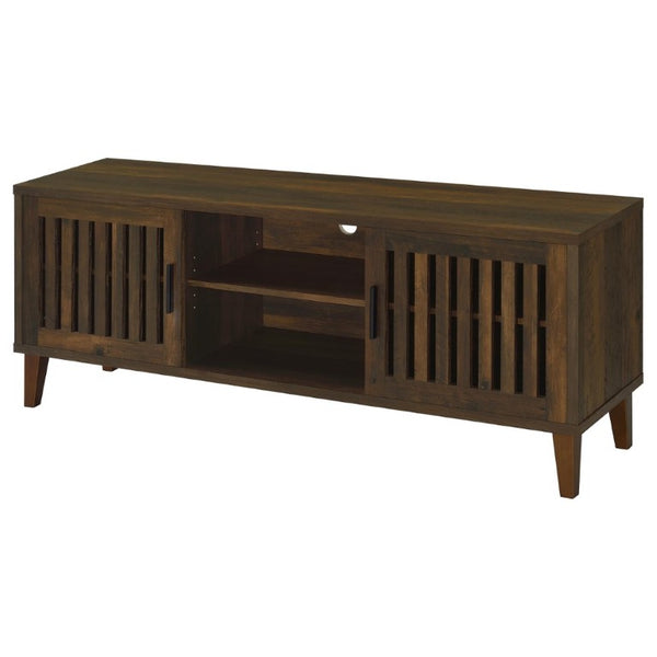 English Elm Jenine Slatted Door Farmhouse TV Stand with Dark Pine Finish for Living Rooms B2777P536514