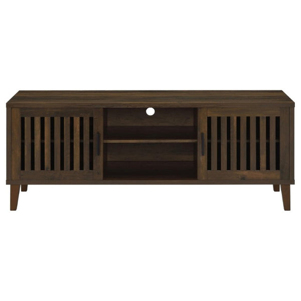 English Elm Jenine Slatted Door Farmhouse TV Stand with Dark Pine Finish for Living Rooms B2777P536514