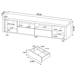 English Elm Garner Gloss White Low Profile TV Console with Open Shelves and Soft Close Drawers B2777P536517