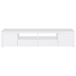 English Elm Garner Gloss White Low Profile TV Console with Open Shelves and Soft Close Drawers B2777P536517