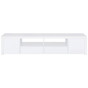 English Elm Garner Gloss White Low Profile TV Console with Open Shelves and Soft Close Drawers B2777P536517