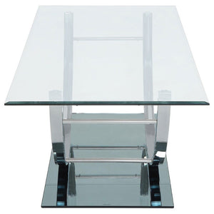 English Elm Amelia Glass Top Rectangular Coffee Table with Gleaming U-Shaped Chrome Base B2777P536518
