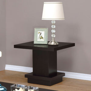 English Elm Mbala Square Pedestal End Table Warm Brown Lacquer Finish for Transitional Living Rooms B2777P536519