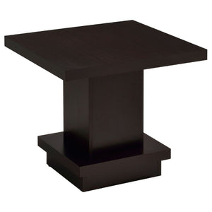 English Elm Mbala Square Pedestal End Table Warm Brown Lacquer Finish for Transitional Living Rooms B2777P536519
