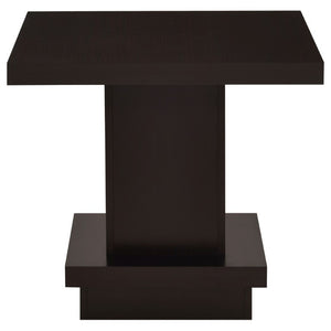 English Elm Mbala Square Pedestal End Table Warm Brown Lacquer Finish for Transitional Living Rooms B2777P536519